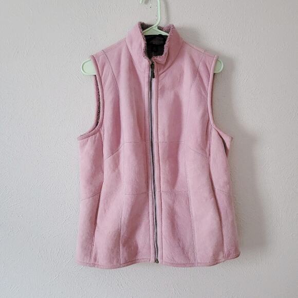 Audrey Talbott Women's Sherling New Zealand Leather Vest in Pink Princess - Picture 1 of 8